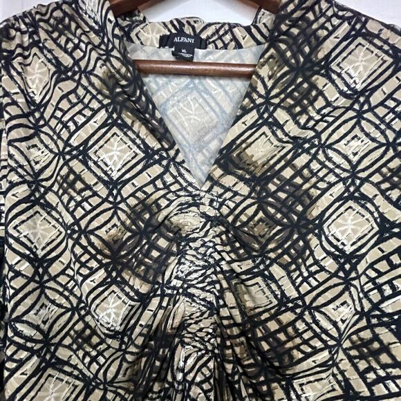 Alfani V-Neck Geometeric Polyester/Spandex Shirt - Picture 2 of 7